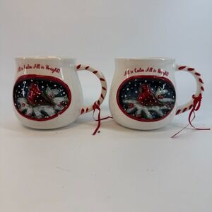 Heather Goldmine All is Calm All is Bright Blue Sky Bistro Mug Ceramic Cardinal